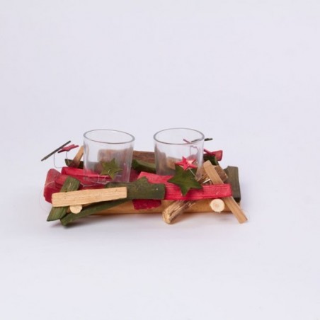 PORTAVELA DOBLE YENGA. 20 X 13 X 8 CM