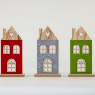 CASA MADERA FELPA. 13 X 5,5 X 25,5 CM. 3 COLORES