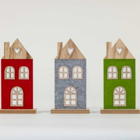 CASA MADERA FELPA. 13 X 5,5 X 25,5 CM. 3 COLORES