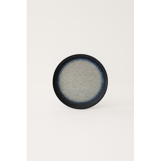 PLATO POSTRE BICOLOR NEGRO GRIS 21,5CM