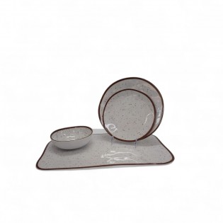 PLATO POSTRE PUNTO MARRON 21,5CM 2