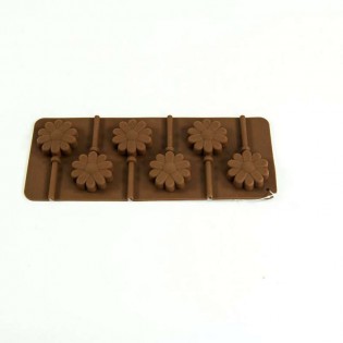 MOLDE SILICONA CHUPETÍN CHOCOLATE FLORES - 24 x 10 cm